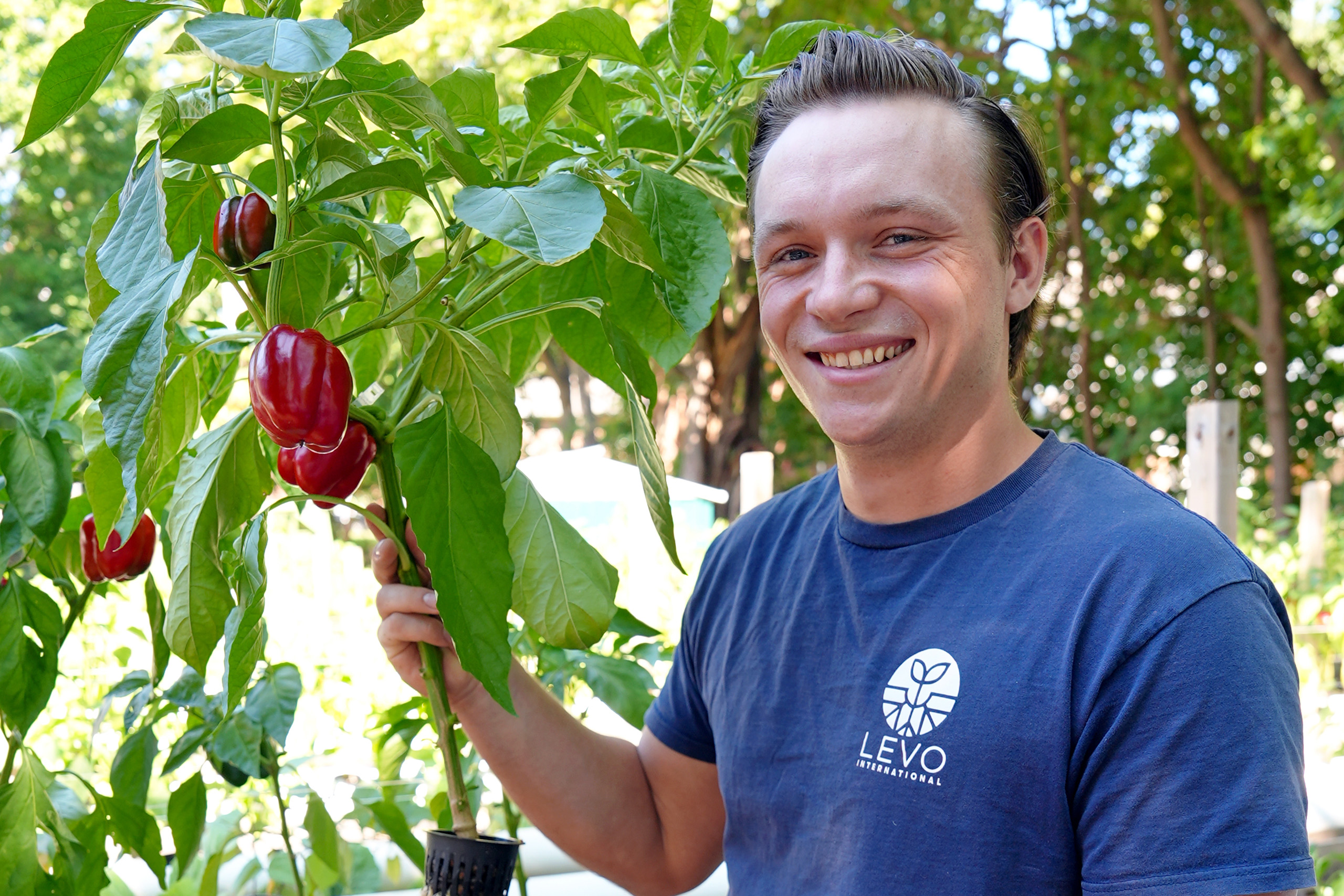 Christian Heiden showing his garden