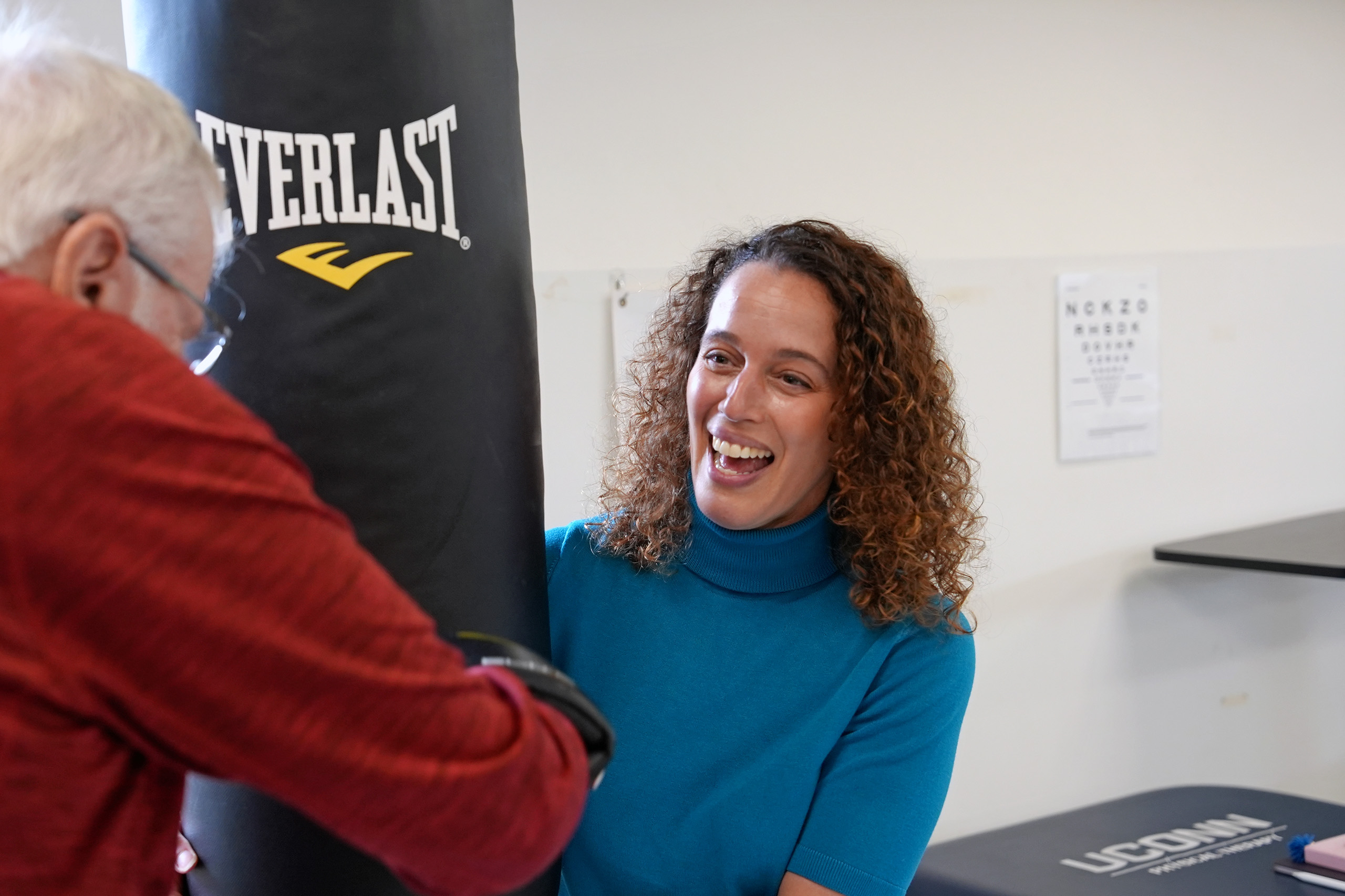 exercise at the punching bag