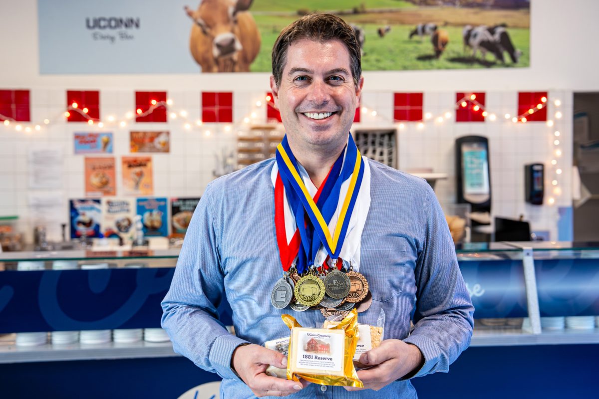 Dennis D’Amico showing off his award winning cheeses
